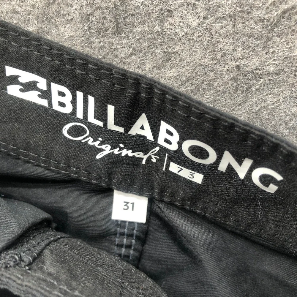 Billabong Originals 73 Board Shorts Mens 31 Black White 11'' Inseam Cargo Pocket